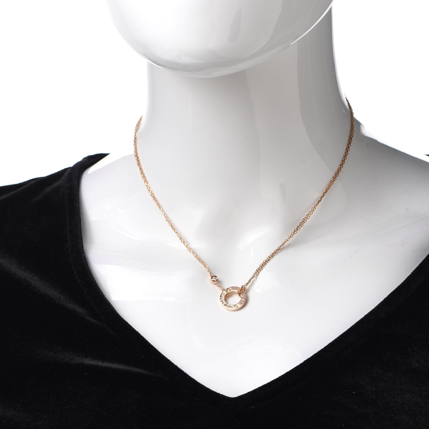 Cartier 18K Pink Gold 2 Diamond LOVE Necklace 2 of 5