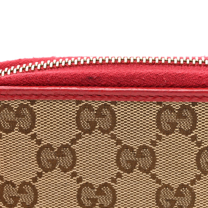 Gucci Monogram Dollar Calfskin Zip Around Compact Wallet Beige Ebony Rosso 9 of 14