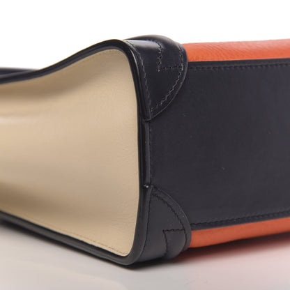 Celine Elephant Calfskin Nano Tri-Color Luggage Bright Orange 7 of 9