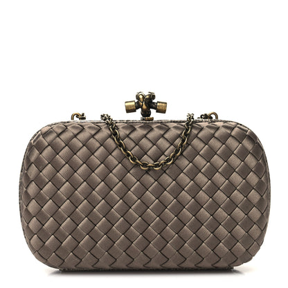 Bottega Veneta Satin Intreccio Impero Ayers Knot Clutch Taupe 1 of 9
