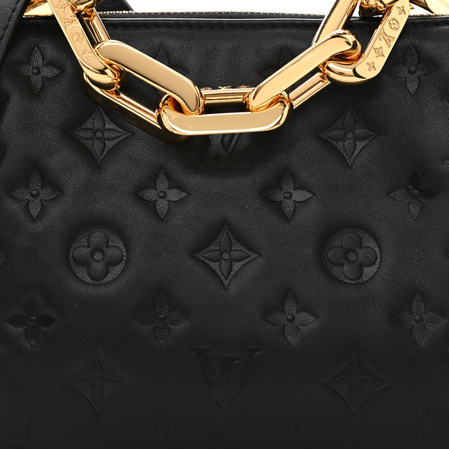 Lambskin Embossed Monogram Coussin BB Black