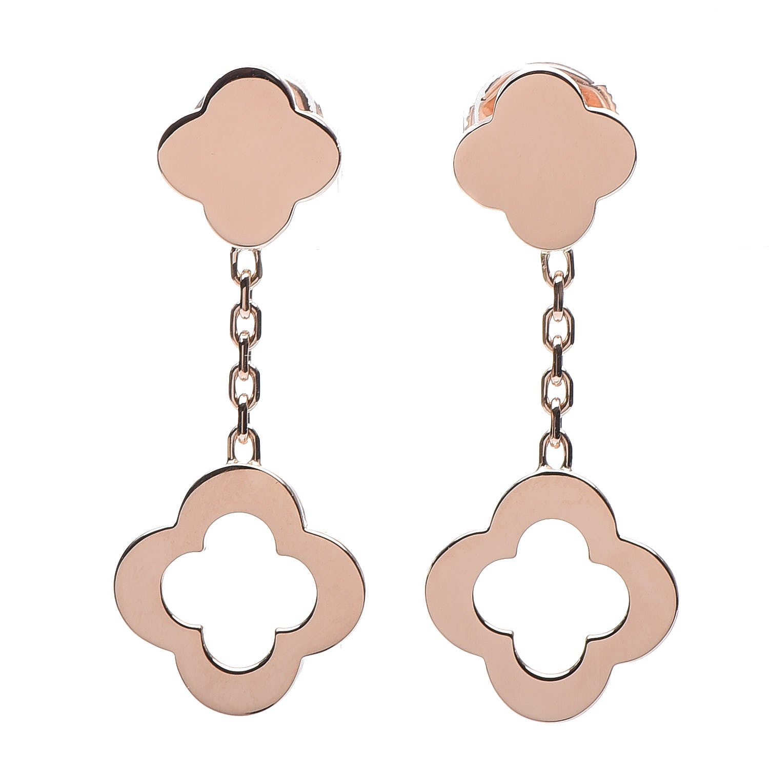 Van Cleef & Arpels 18K Rose Gold Byzantine Alhambra Drop Earrings 1 of 6