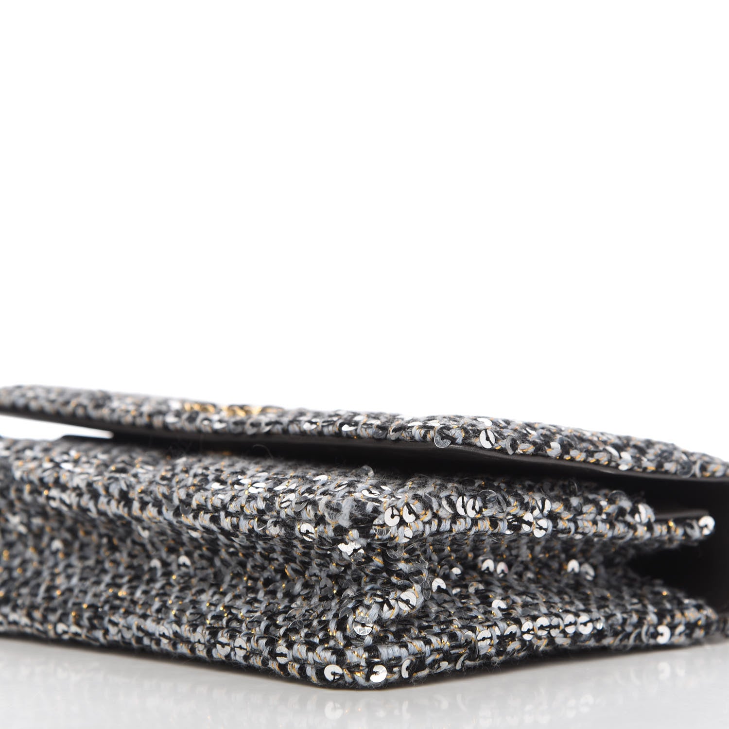 Chanel Sequin Quilted Chanel 19 Wallet On Chain WOC Silver 7 of 12