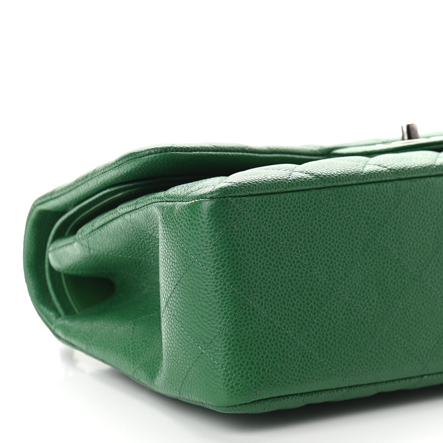 Caviar Quilted Jumbo Double Flap Green