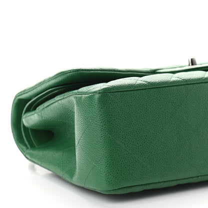 Chanel Caviar Quilted Jumbo Double Flap Green 8 of 9