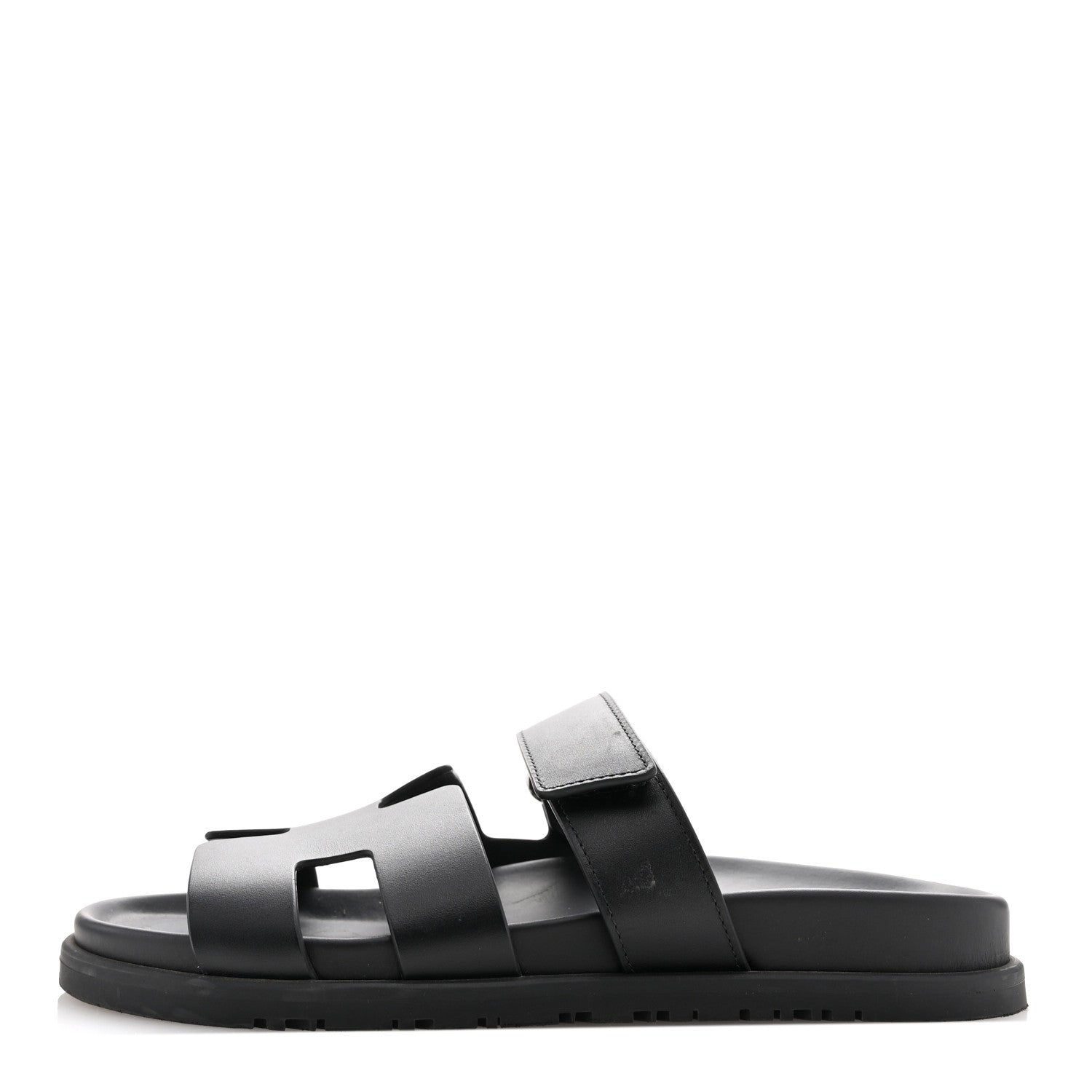 Hermes Calfskin Womens Chypre Sandals 38 Black 1 of 12