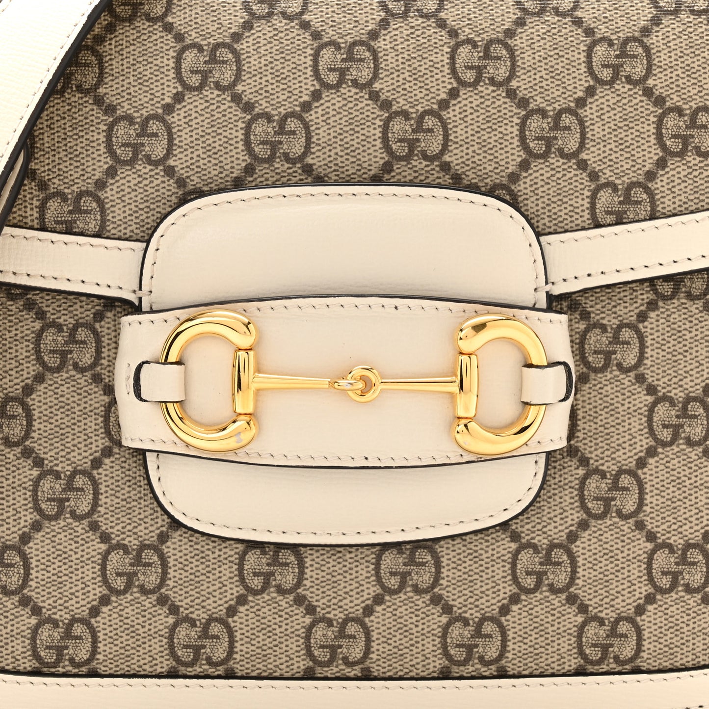 GG Supreme Monogram Horsebit 1955 Shoulder Bag Beige Mystic White