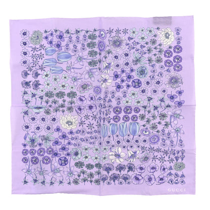 Gucci Cotton Floral Square Scarf Purple 1 of 4