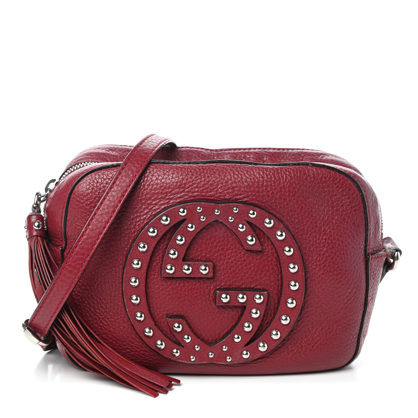 Pebbled Calfskin Studded Small Soho Disco Bag Soft Burgundy