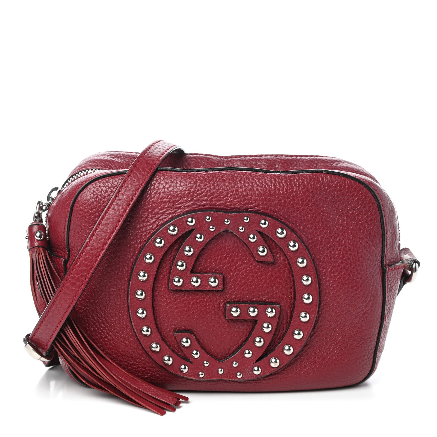 Gucci Pebbled Calfskin Studded Small Soho Disco Bag Soft Burgundy 1 of 9
