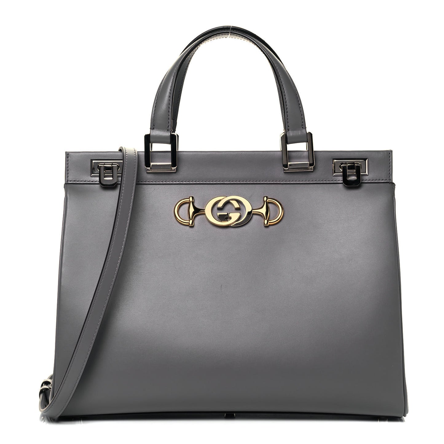 Smooth Calfskin Medium Zumi Top Handle Bag Dusty Grey