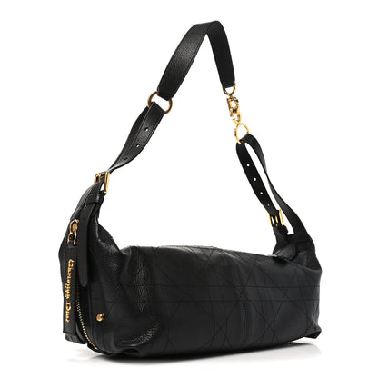 Christian Dior Shiny Grained Calfskin Macrocannage Medium D-Journey Bag Black 2 of 9