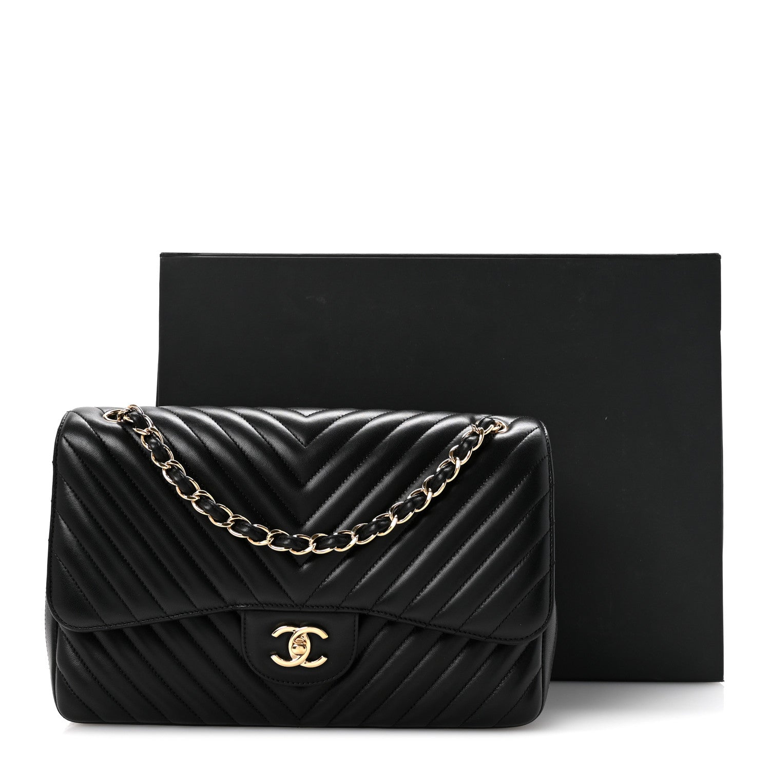 Chanel Lambskin Chevron Quilted Jumbo Double Flap Black 11 of 11