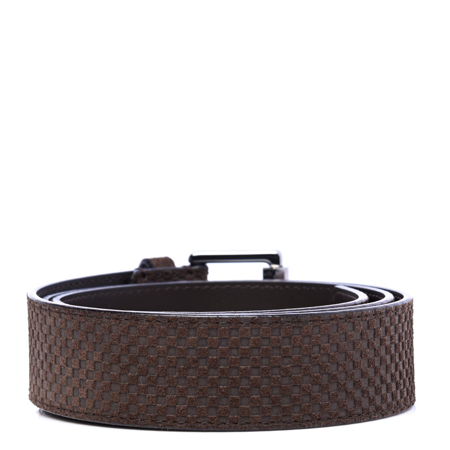 Louis Vuitton Suede Calfskin Mini Damier Belt 90 36 Moka 2 of 6