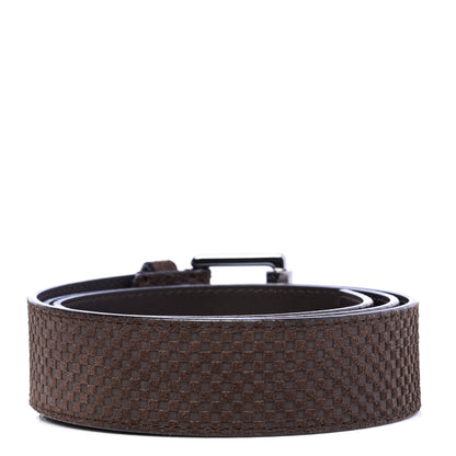 Louis Vuitton Suede Calfskin Mini Damier Belt 90 36 Moka 2 of 6
