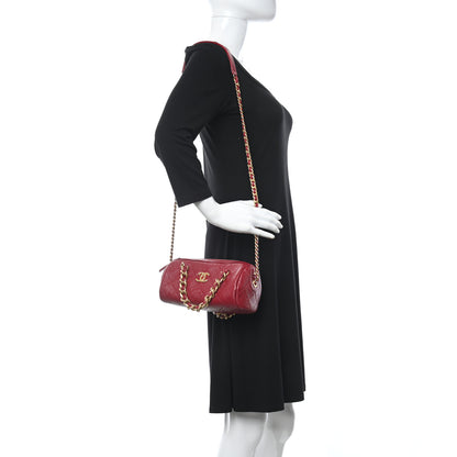 Chanel Shiny Lambskin Quilted Small Fashion Therapy Bowling Bag Red 2 of 9