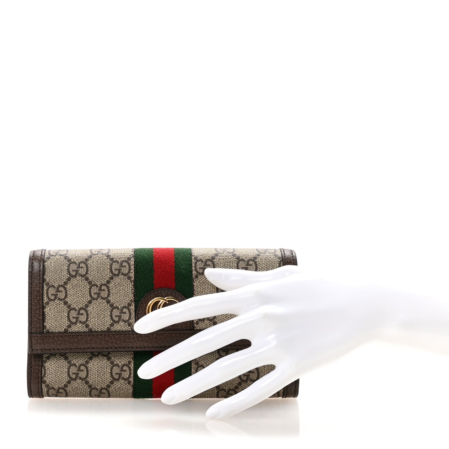 GG Supreme Monogram Web Ophidia Continental Wallet Brown