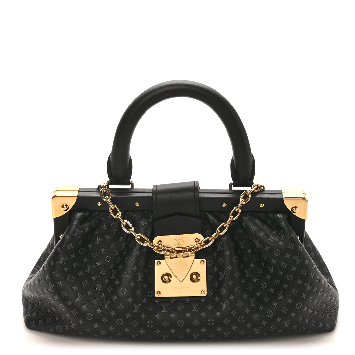 Louis Vuitton Calfskin Nanogram Embossed Clutch Black 1 of 9
