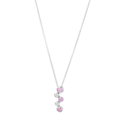 Tiffany Platinum Diamond Pink Sapphire Bubble Pendant Necklace 1 of 5