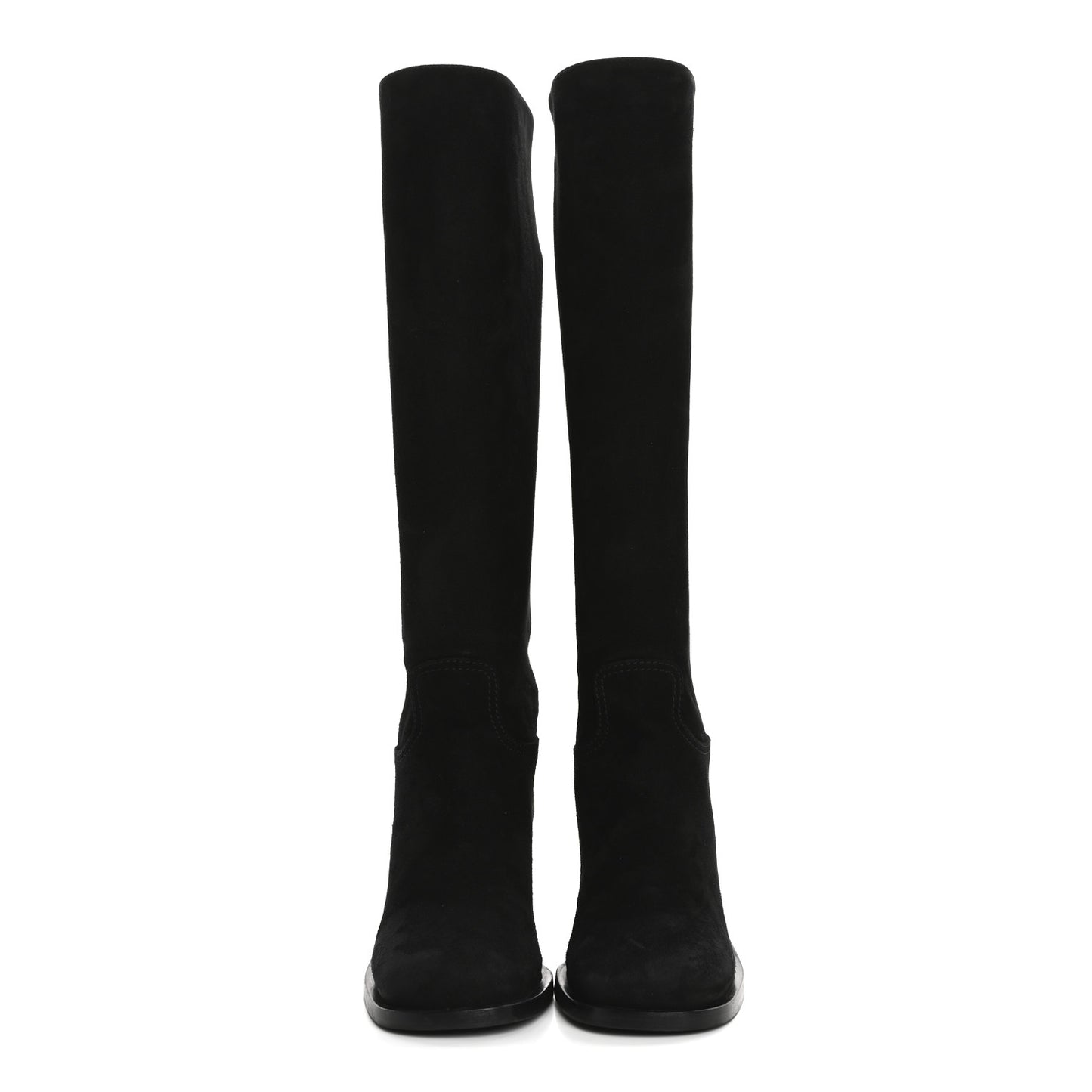 Suede Metal Triangle Logo Knee Boots 38 Black