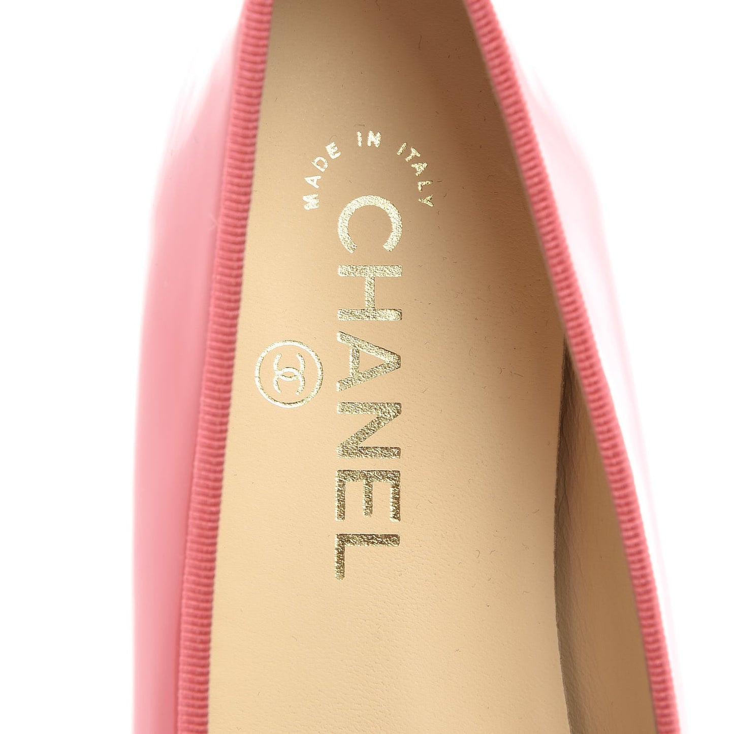 Patent Calfskin CC Cap Toe Ballerina Flats 39.5 Light Pink