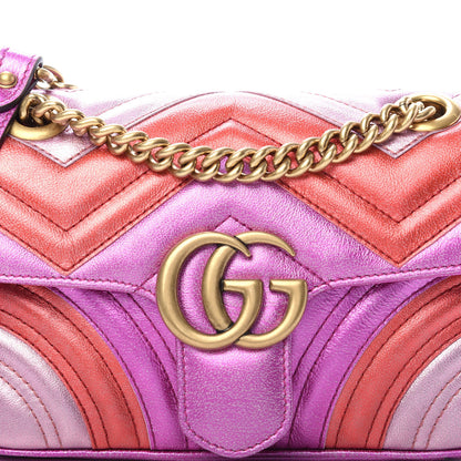 Gucci Metallic Calfskin Matelasse Mini GG Marmont Shoulder Bag Fuchsia 11 of 11