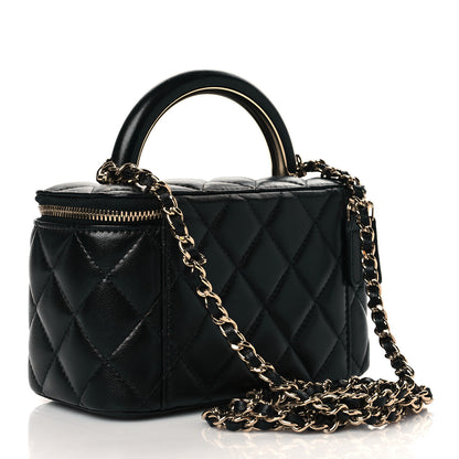 Chanel Lambskin Quilted Small Top Handle Vanity Case With Chain Black 3 of 10