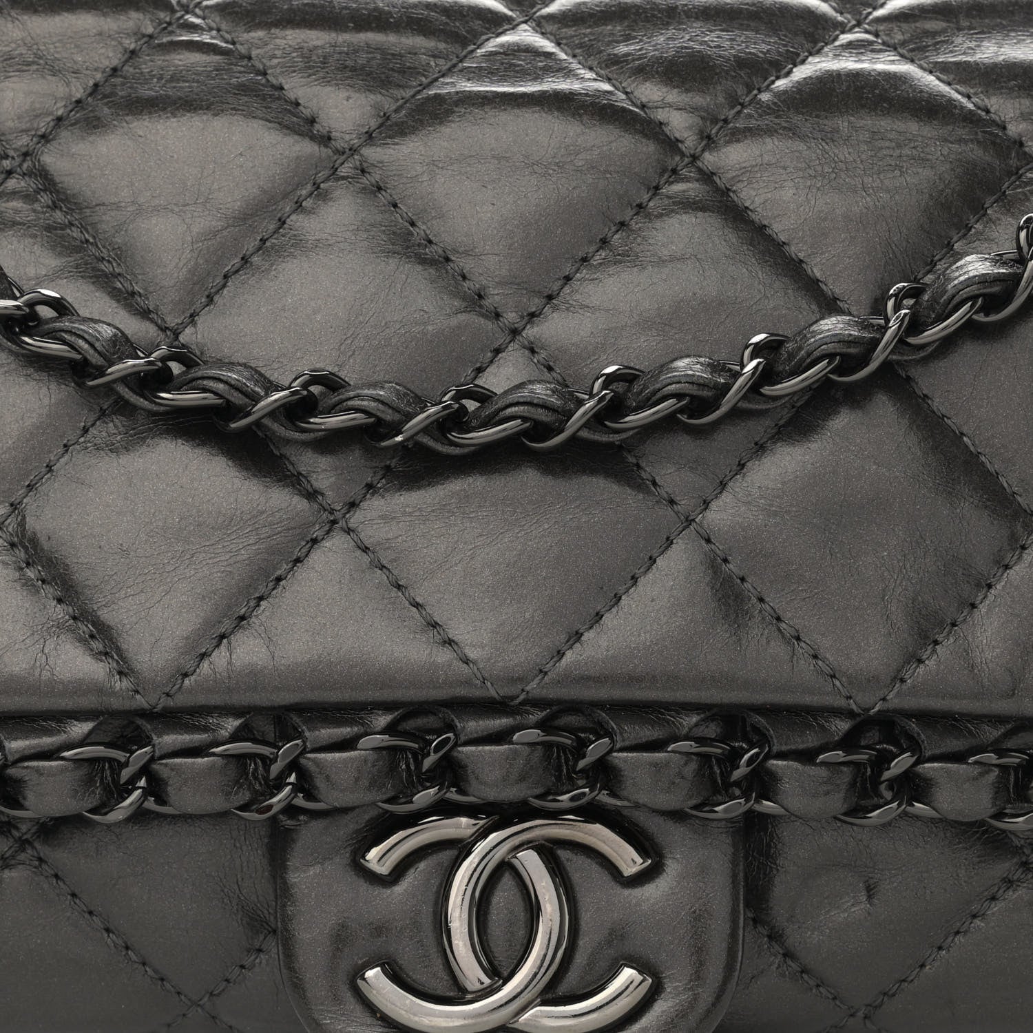 Chanel Metallic Calfskin Quilted Medium Chain Me Flap Grey 8 of 11