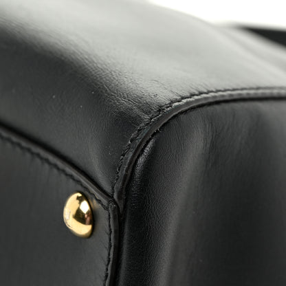 Fendi Vitello Morgan Fabric Jacquard Pequin Medium Peekaboo Iconic Satchel Black Tobacco 16 of 27