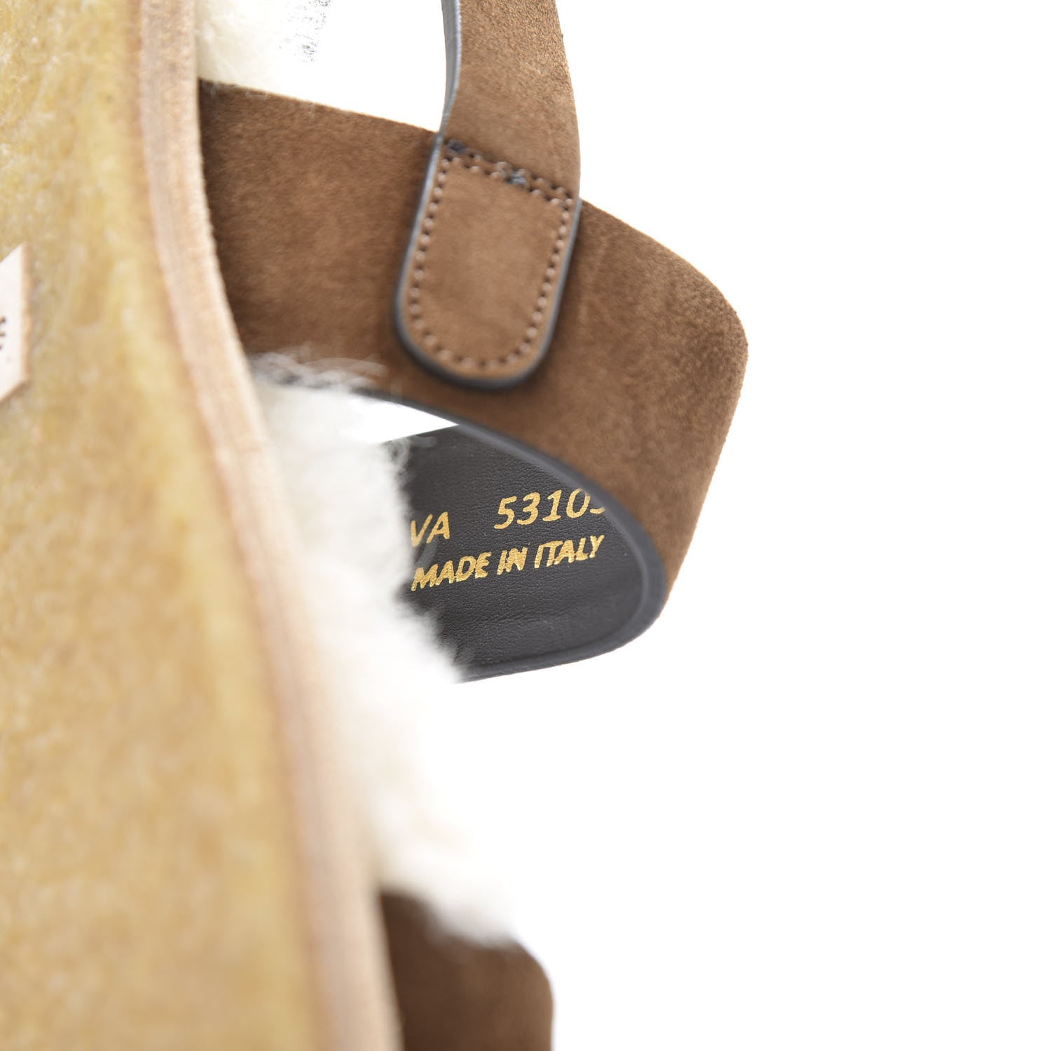 Saint Laurent Suede Shearling Joan Noe Flat Sandals 38 Brown 7 of 8