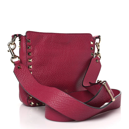 Valentino Garavani Pebbled Calfskin Mini Rockstud Flip-Lock Messenger Bag Raspberry 3 of 9