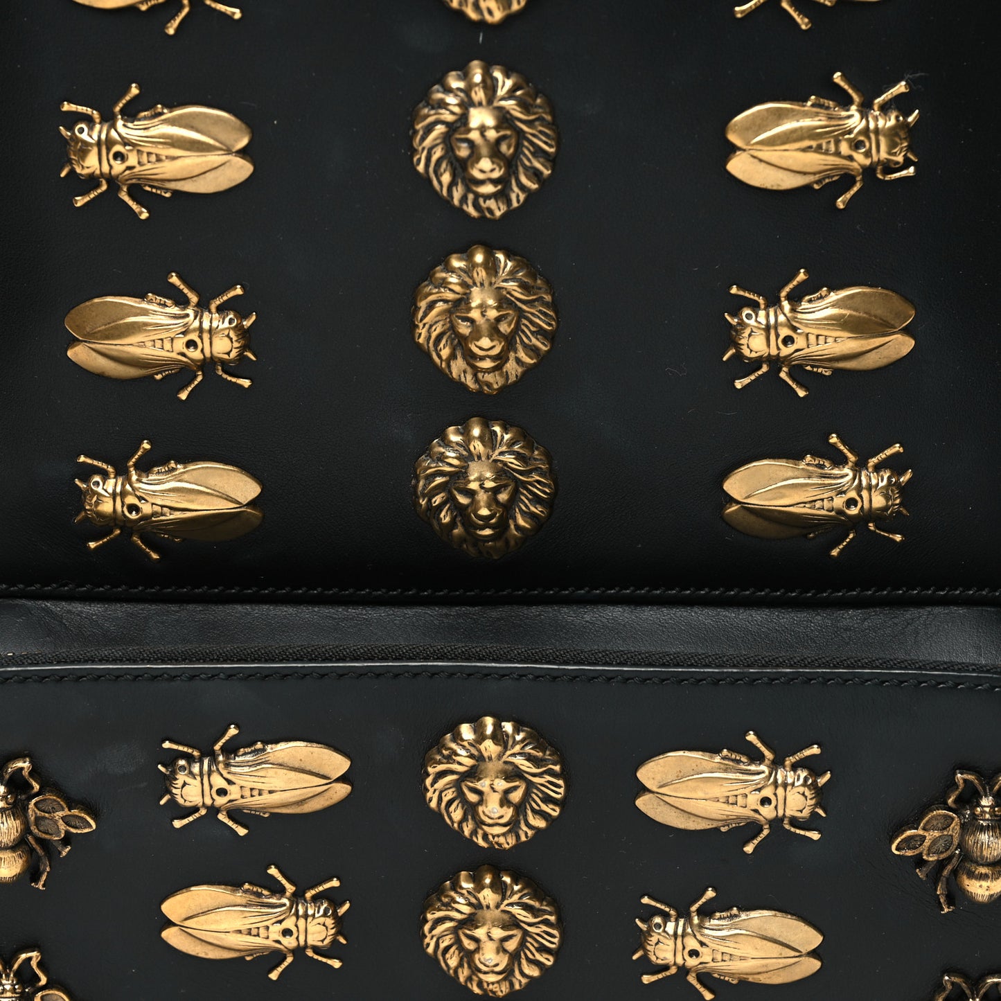 Calfskin Animal Studs Medium Day Backpack Black