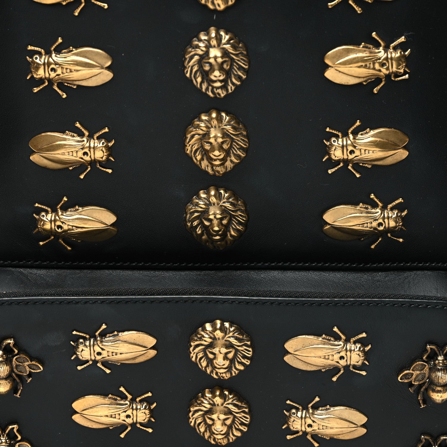 Gucci Calfskin Animal Studs Medium Day Backpack Black 8 of 12
