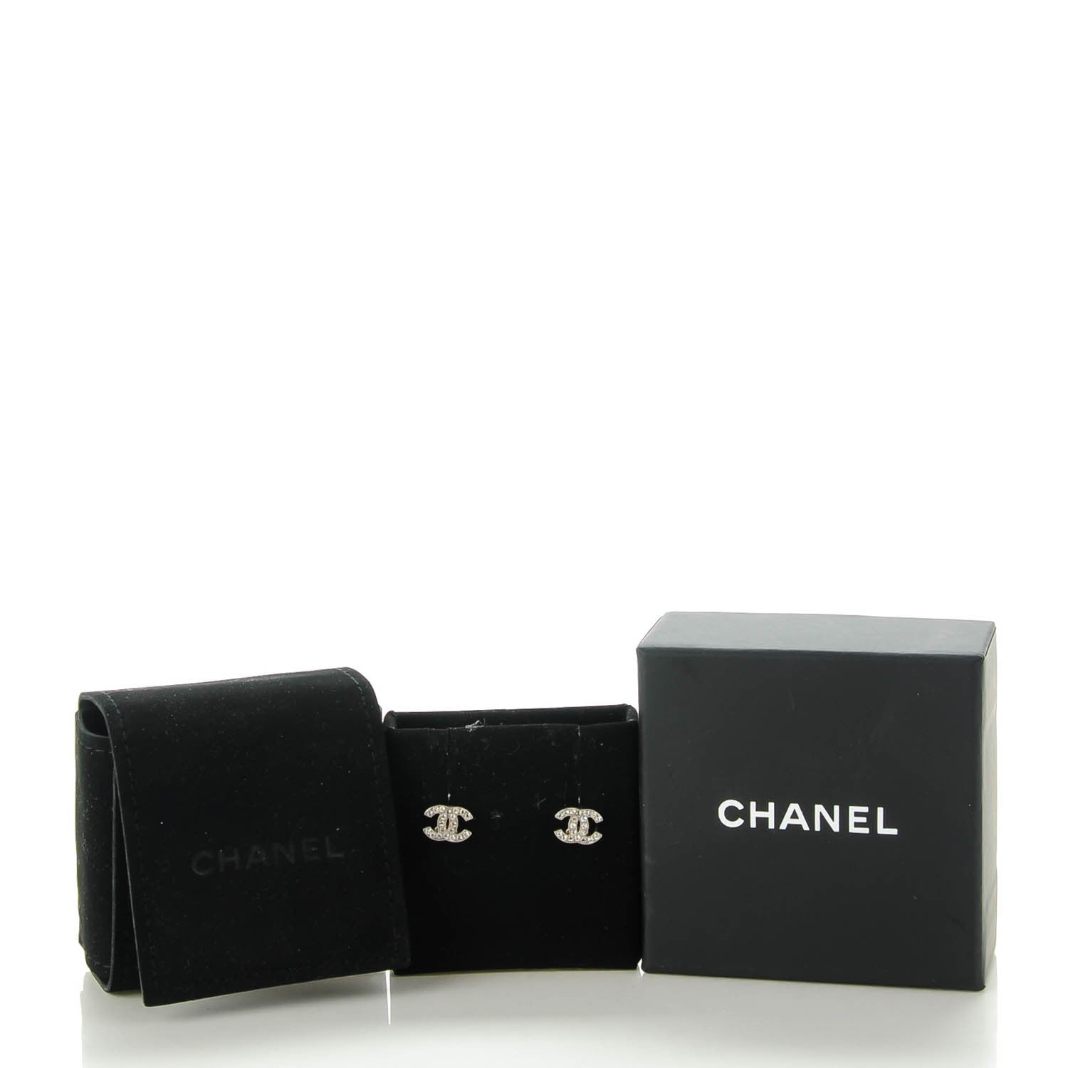 Chanel Crystal Mini Timeless CC Earrings Silver 5 of 5