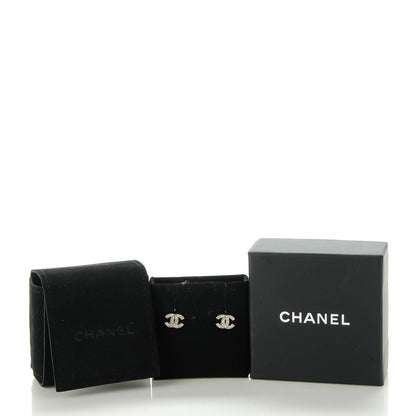Chanel Crystal Mini Timeless CC Earrings Silver 5 of 5