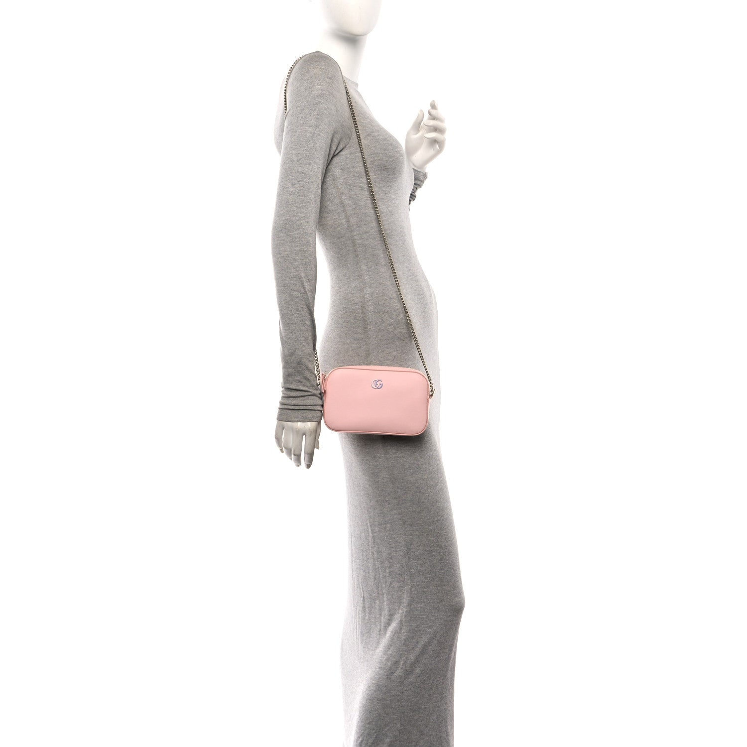 Gucci Dollar Calfskin Enamel Super Mini GG Marmont Chain Shoulder Bag Light Pink Blue 2 of 10