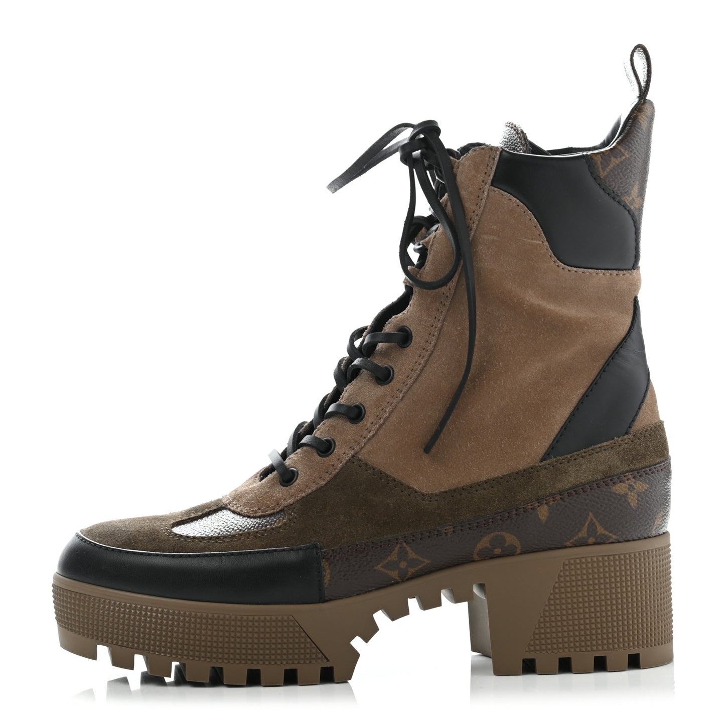 Suede Calfskin Monogram Laureate Platform Desert Boots 40 Taupe
