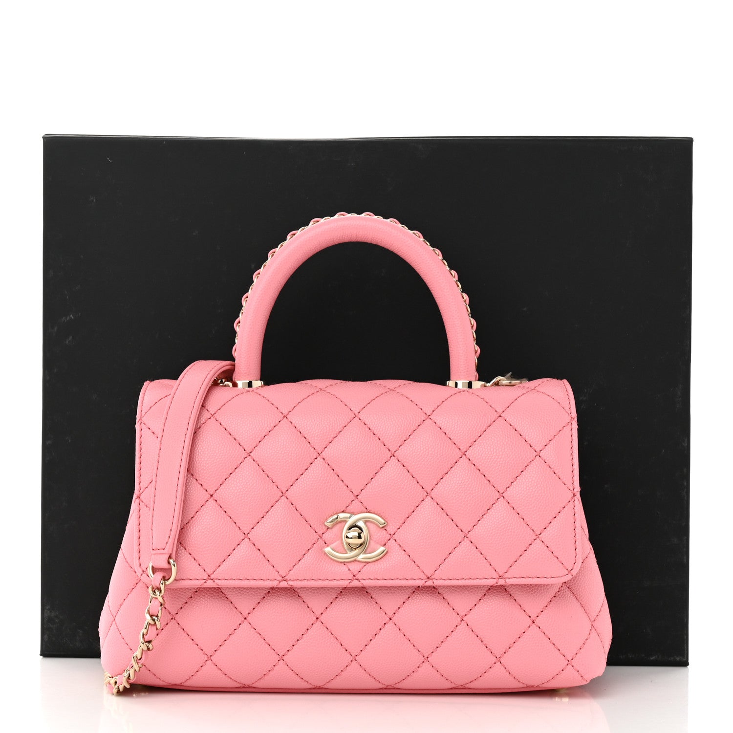 Chanel Caviar Quilted Mini Coco Chain Handle Flap Pink 11 of 11