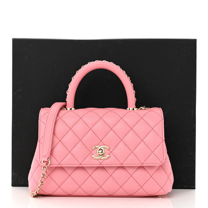 Chanel Caviar Quilted Mini Coco Chain Handle Flap Pink 11 of 11