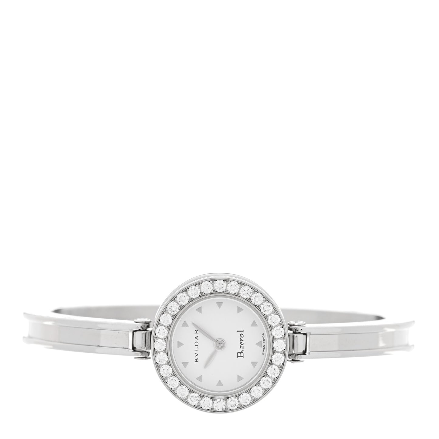 Stainless Steel Diamond Bezel 22mm B.Zero1 Quartz Watch White