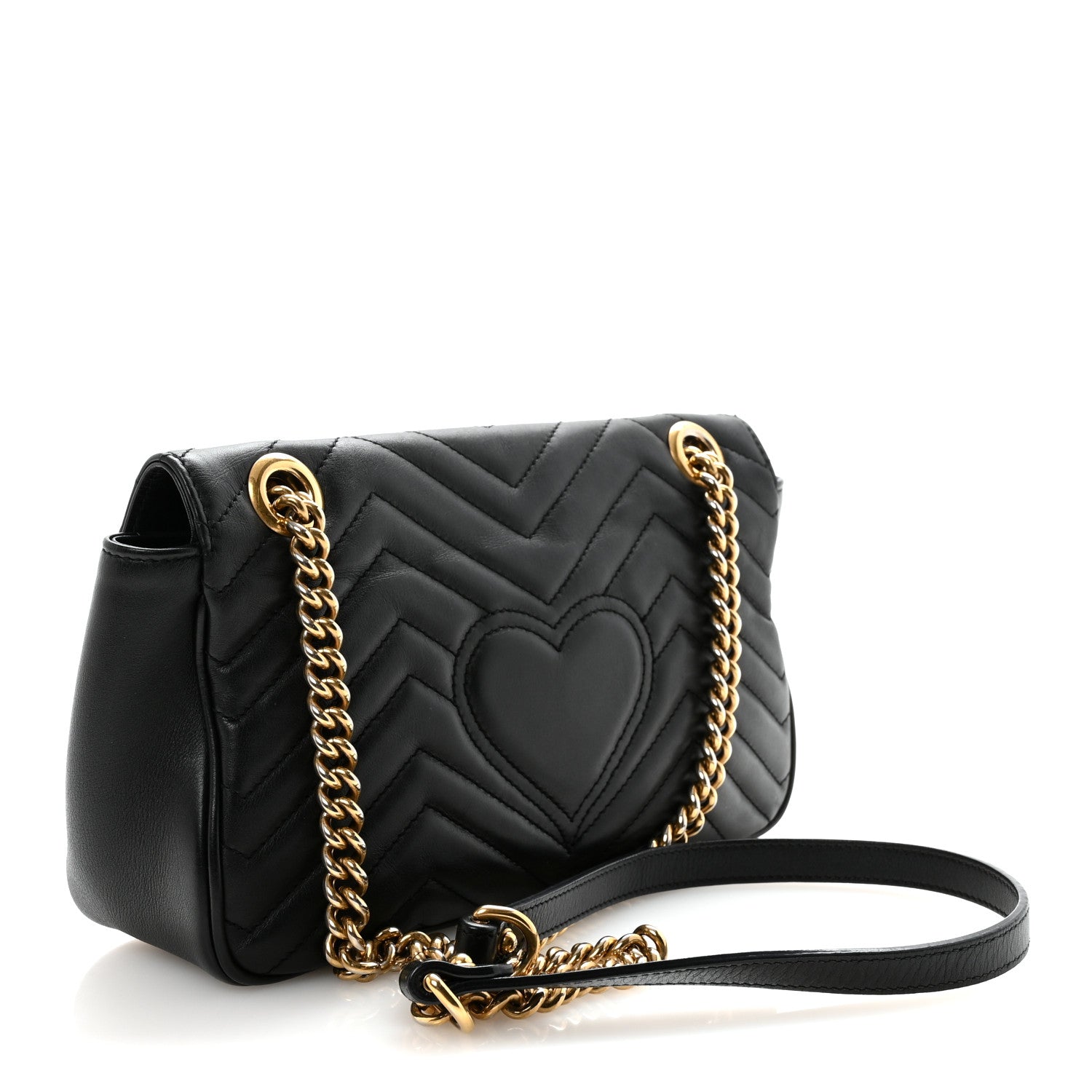 Gucci Calfskin Matelasse Small GG Marmont Shoulder Bag Black 3 of 10