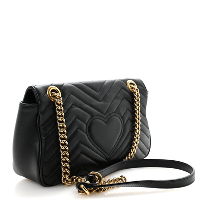 Gucci Calfskin Matelasse Small GG Marmont Shoulder Bag Black 3 of 10