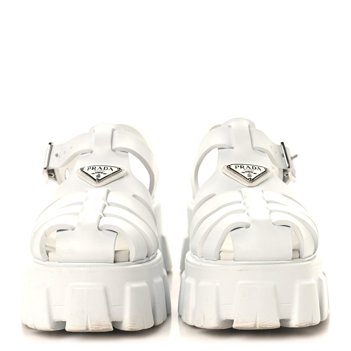 Foam Rubber Triangle Logo Monolith 55mm Cage Sandals 35 White