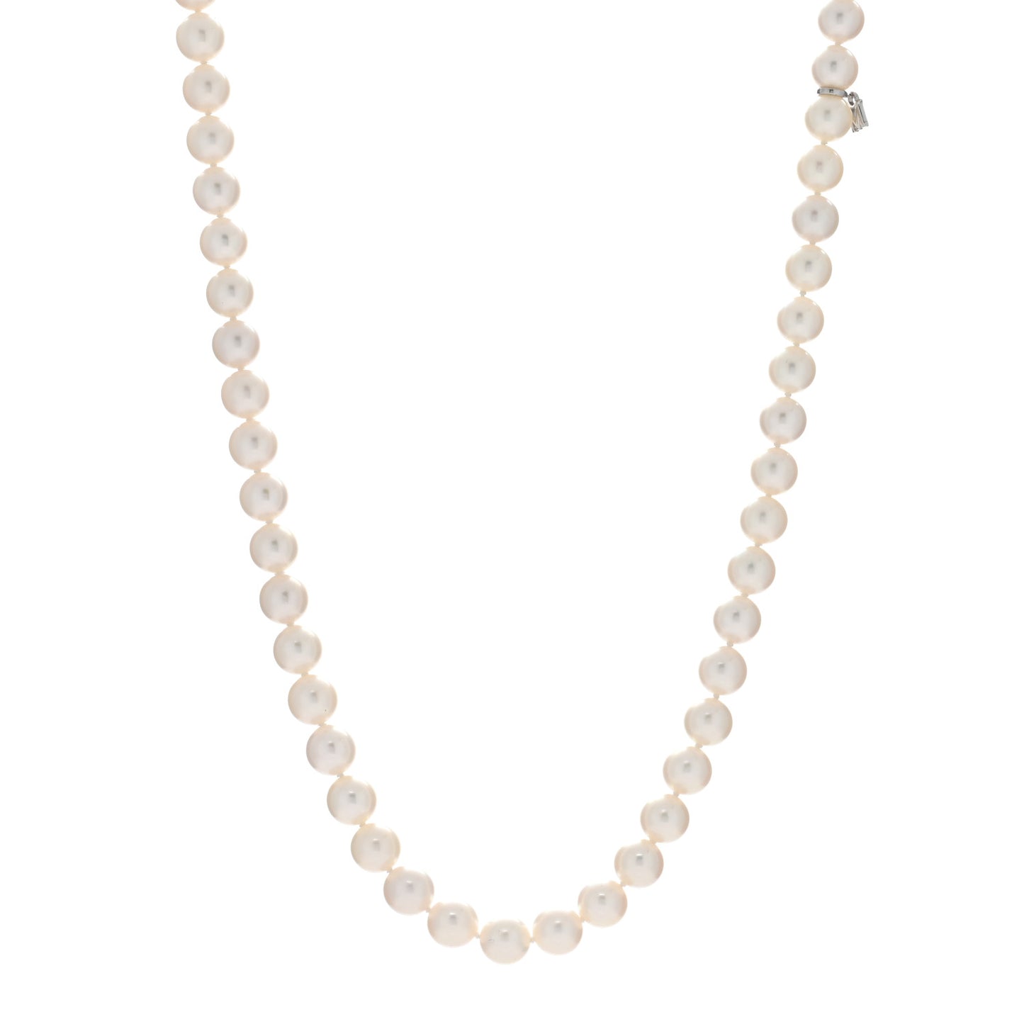 18K White Gold Akoya Pearl 7.5-8mm Strand Necklace 20"