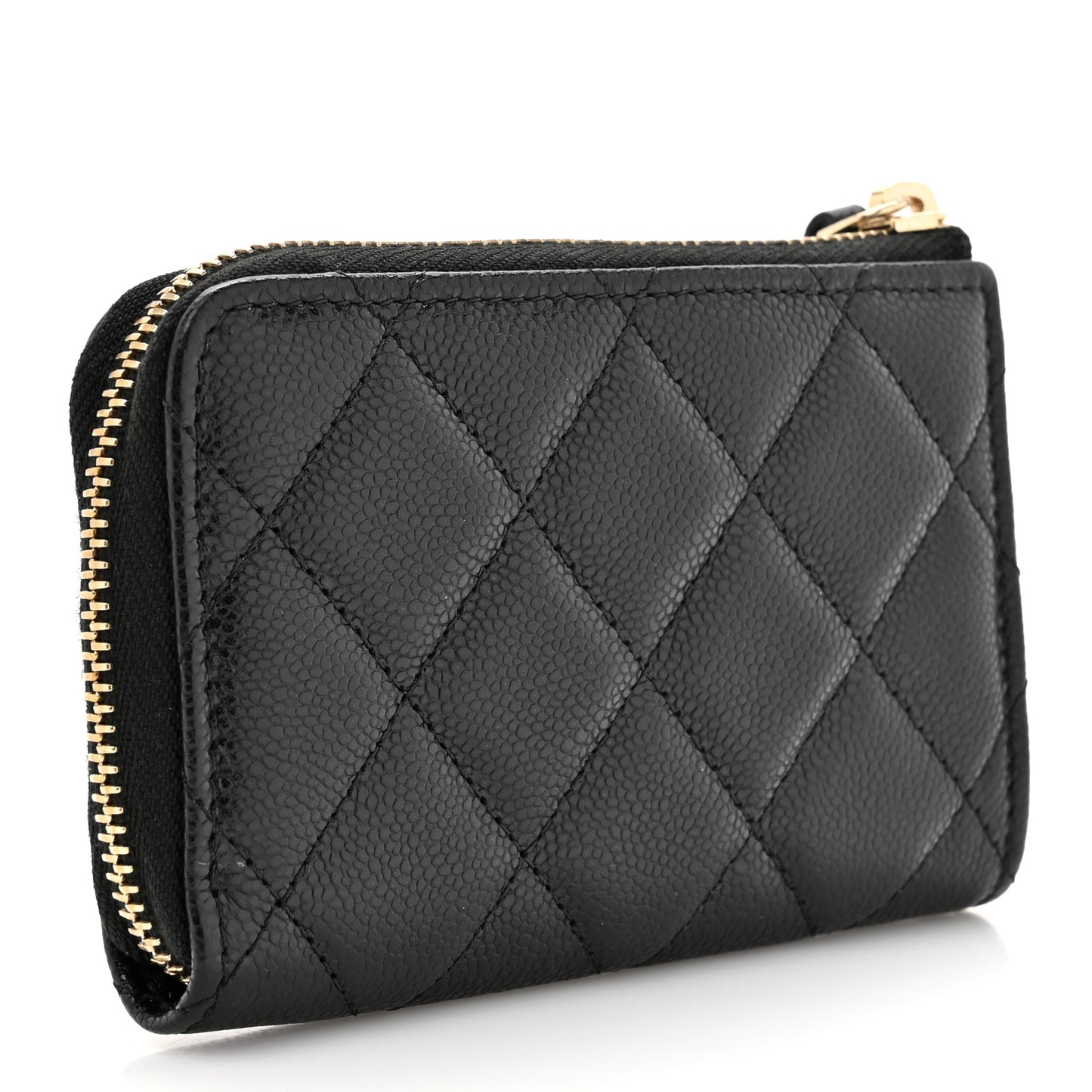 Caviar Quilted Zipped Key Holder Case Black