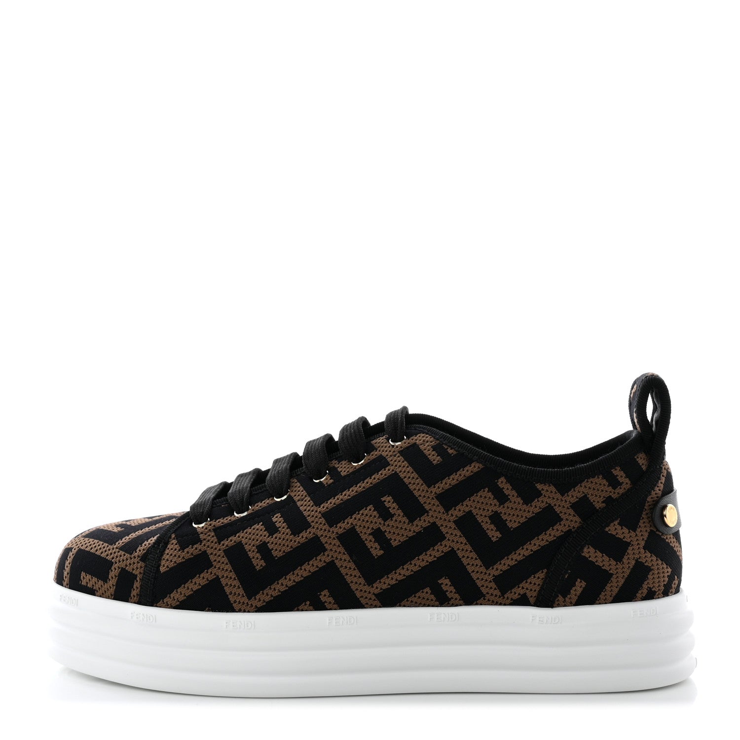 Fendi Fabric FF Micro-Perforated Rise Low Top Sneakers 39 Tobacco Black 1 of 10