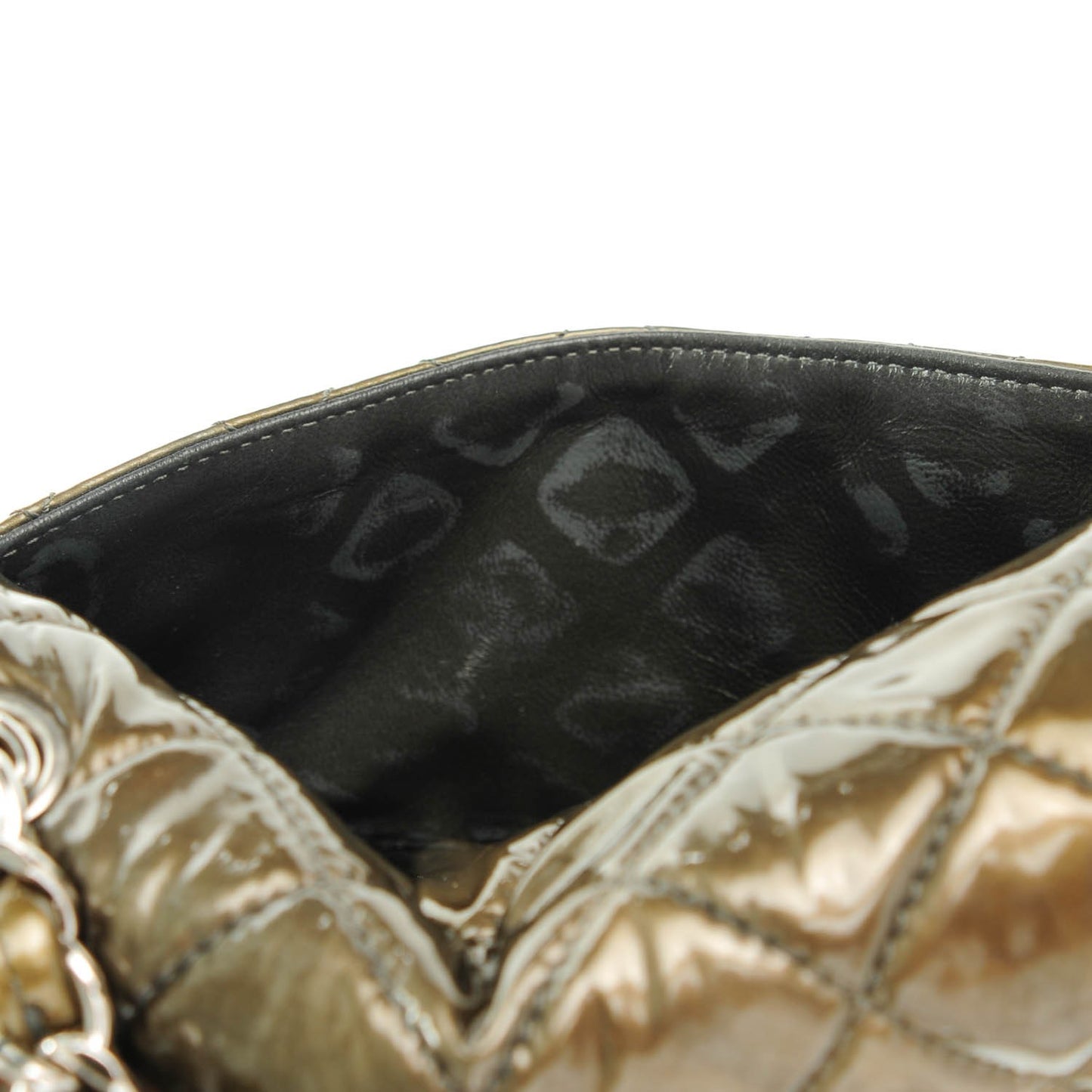Patent Quilted Jumbo Single Flap Green