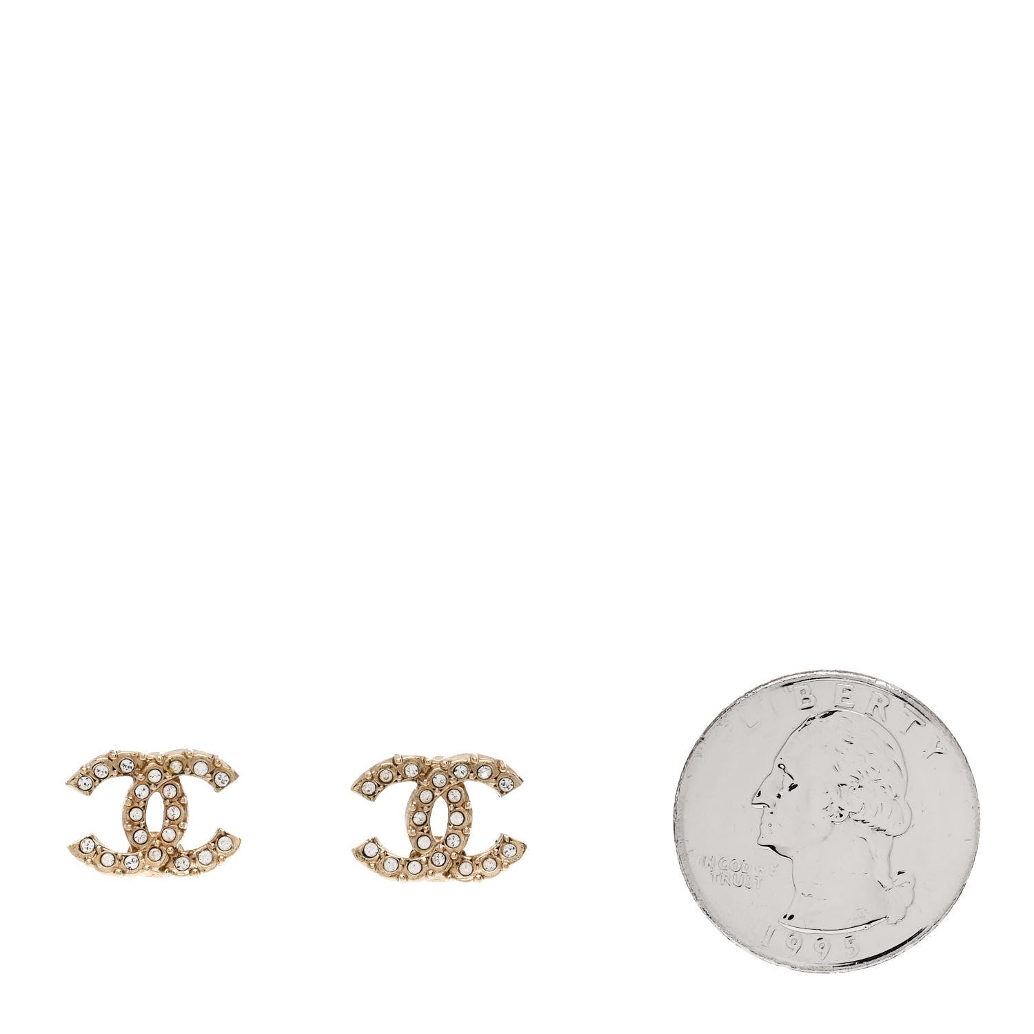 Chanel Crystal CC Earrings Gold 2 of 5