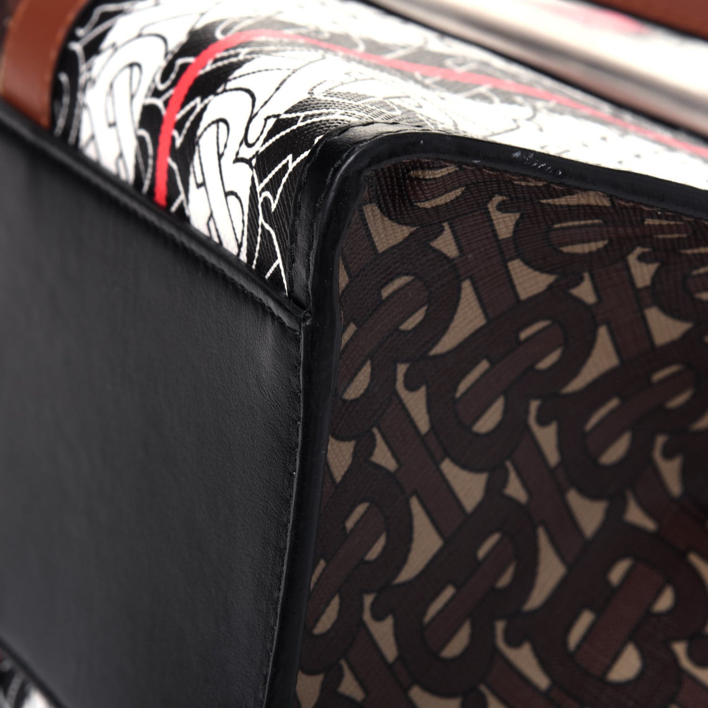 E-Canvas Monogram Stripe Small Book Tote Bridle Brown