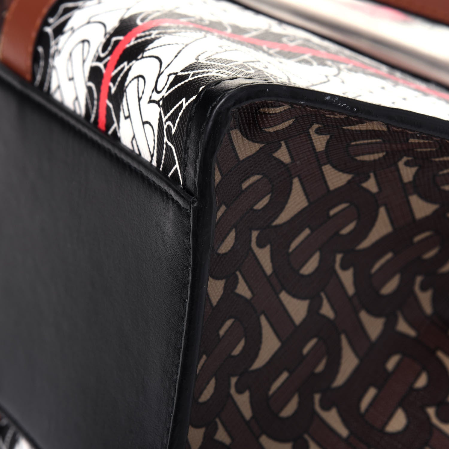 Burberry E-Canvas Monogram Stripe Small Book Tote Bridle Brown 16 of 20